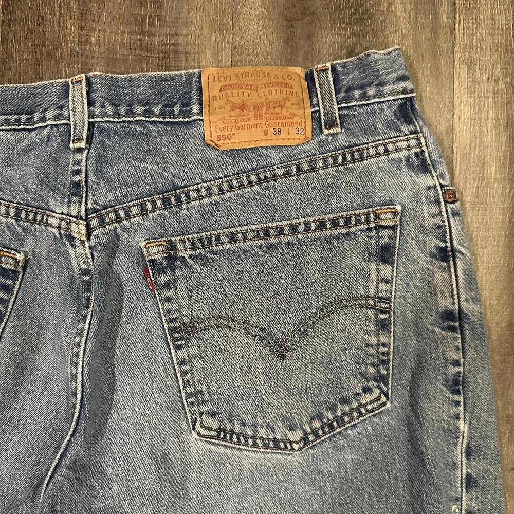 Levi's 550 Jeans Mens 36x32 Blue Relaxed Fit Baggy Wide Leg Distressed Y2K Denim